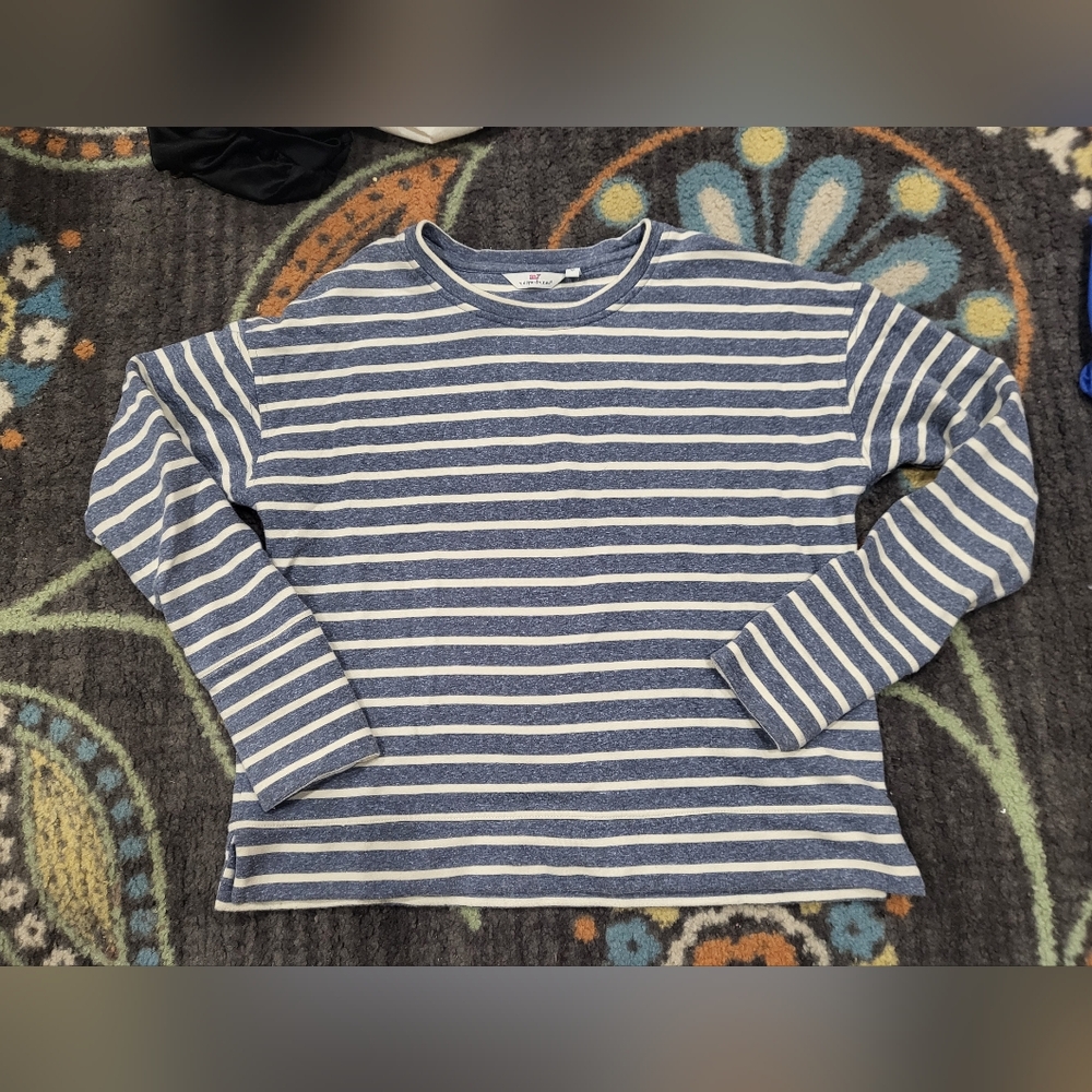 Vineyard Vines Navy and White Striped Tee